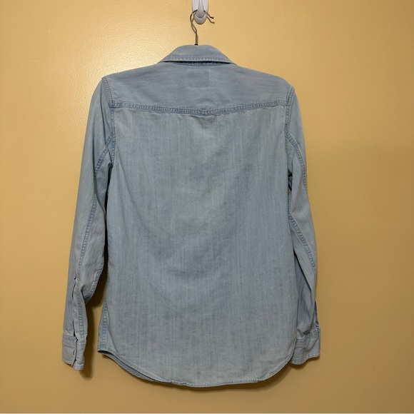 Abercrombie & Fitch Slim Fit Chambray Pearl Snap Button Up Men Small Blue - Picture 6 of 6